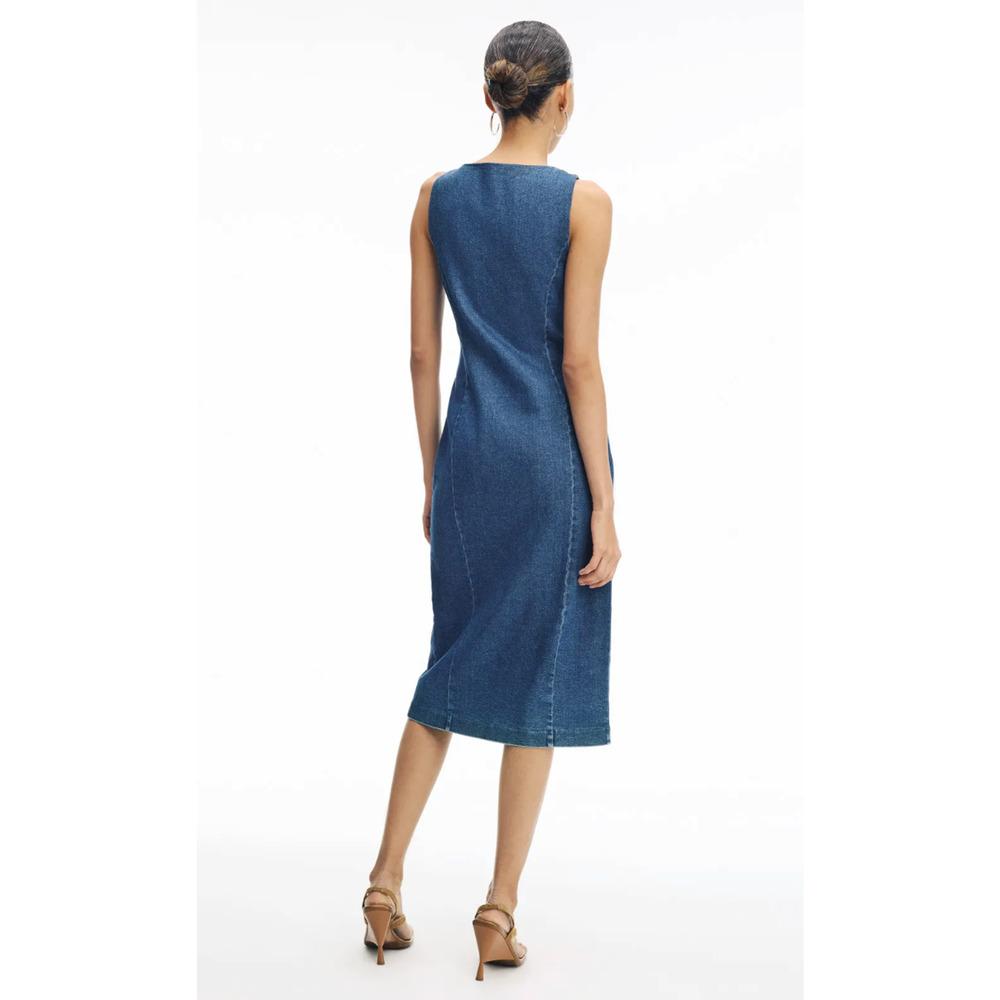 Toccin Scoop Neck Button Front Midi Dress Size 10 - Picture 2 of 8